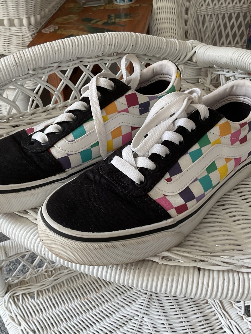 Vans Black Low-Top Sneakers with Multicolor Checkerboard